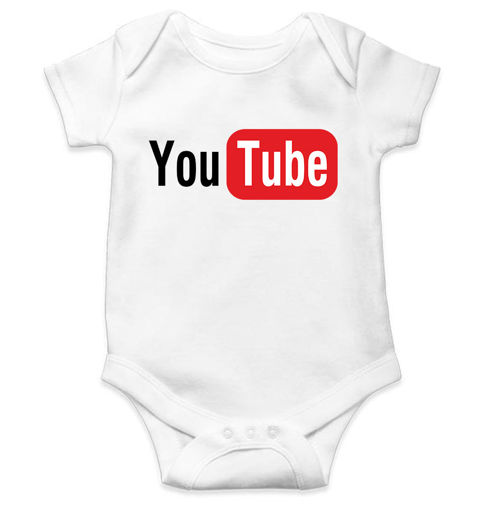 YouTube Kids Romper For Baby Boy/Girl-0-5 Months(18 Inches)-White-Ektarfa.online