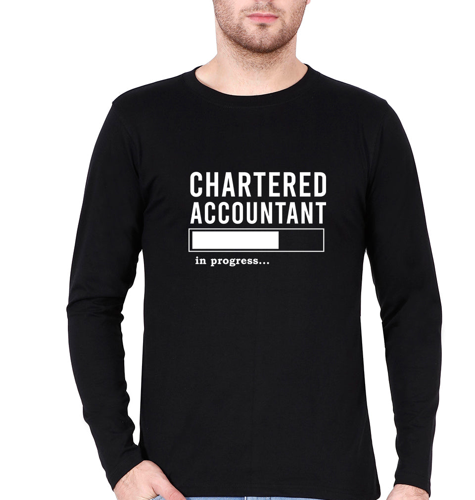 Chartered Accountants(CA) In Progress Full Sleeves T-Shirt for Men-S(38 Inches)-Black-Ektarfa.online