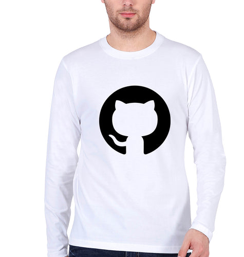 GitHub Full Sleeves T-Shirt for Men-White-Ektarfa.online