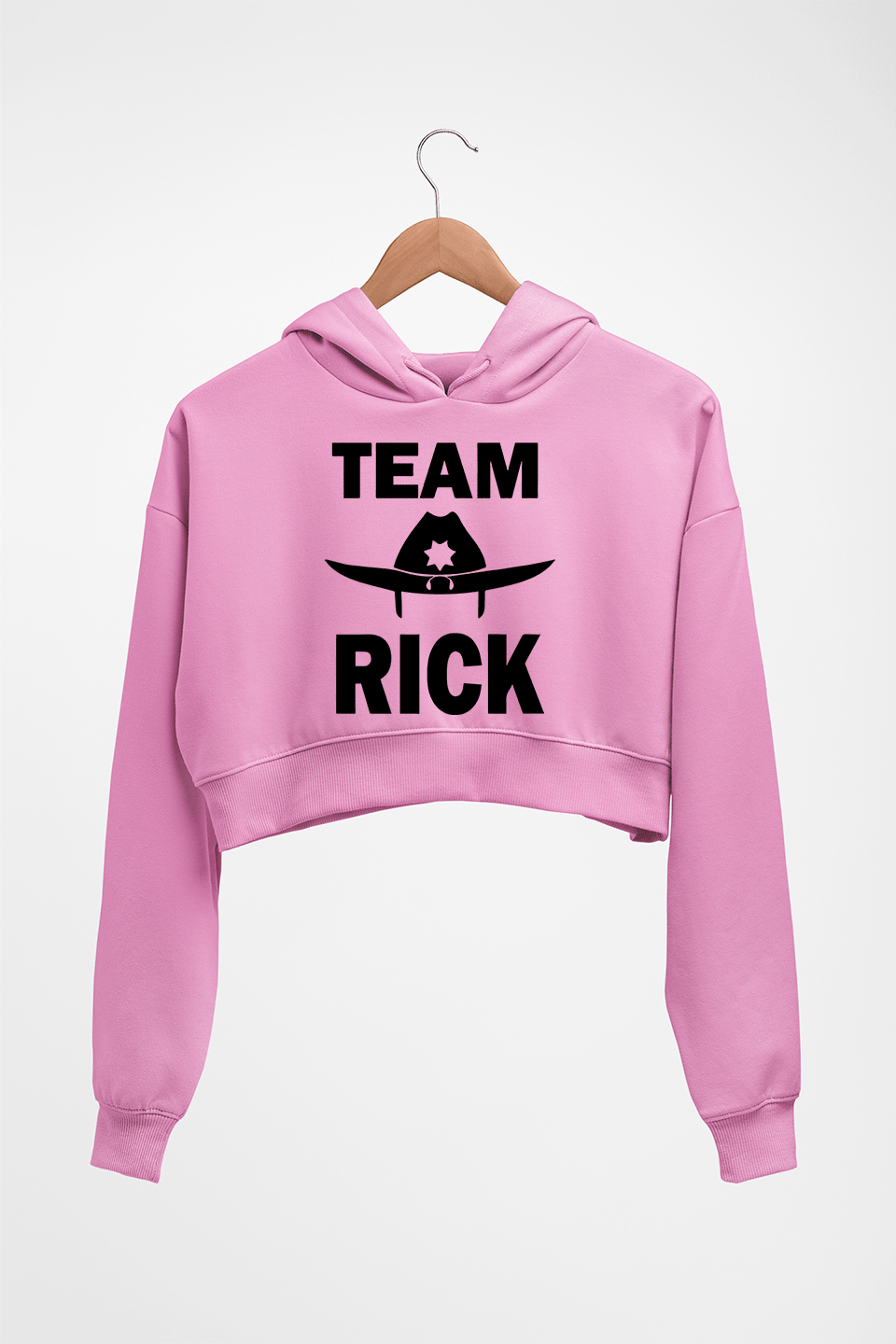 Team Rick Crop HOODIE FOR WOMEN-Light Baby Pink-Ektarfa.online