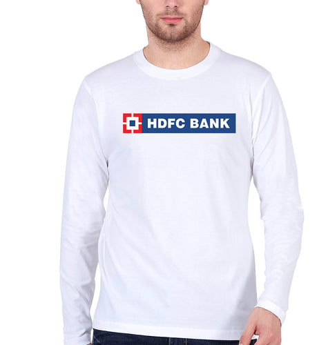 HDFC Bank Full Sleeves T-Shirt for Men-S(38 Inches)-White-Ektarfa.online