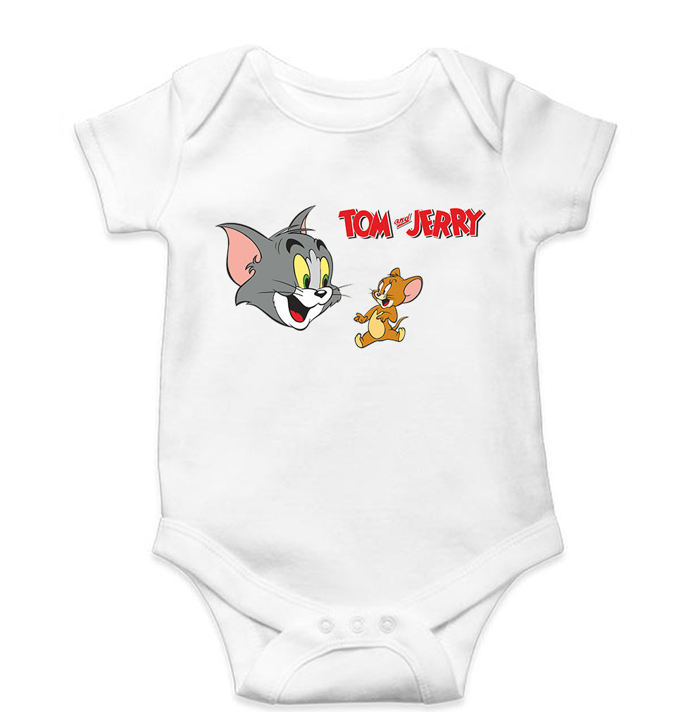 Tom and Jerry Kids Romper For Baby Boy/Girl-0-5 Months(18 Inches)-White-Ektarfa.online