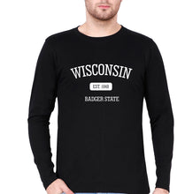 Load image into Gallery viewer, Varsity Wisconsin Full Sleeves T-Shirt for Men-Black-Ektarfa.online
