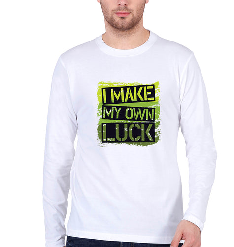 Luck Full Sleeves T-Shirt for Men-White-Ektarfa.online