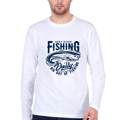 Fishing Full Sleeves T-Shirt for Men-White-Ektarfa.online