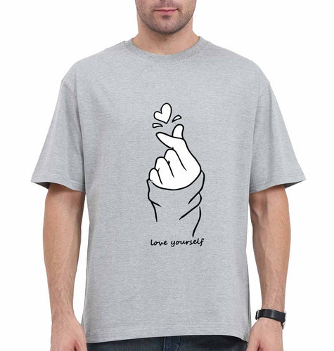 Love Yourself Oversized T-Shirt for Men-Grey-Ektarfa.online