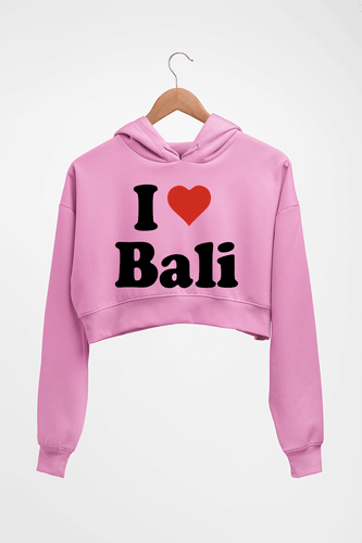 I Love Bali Crop HOODIE FOR WOMEN-Light Baby Pink-Ektarfa.online