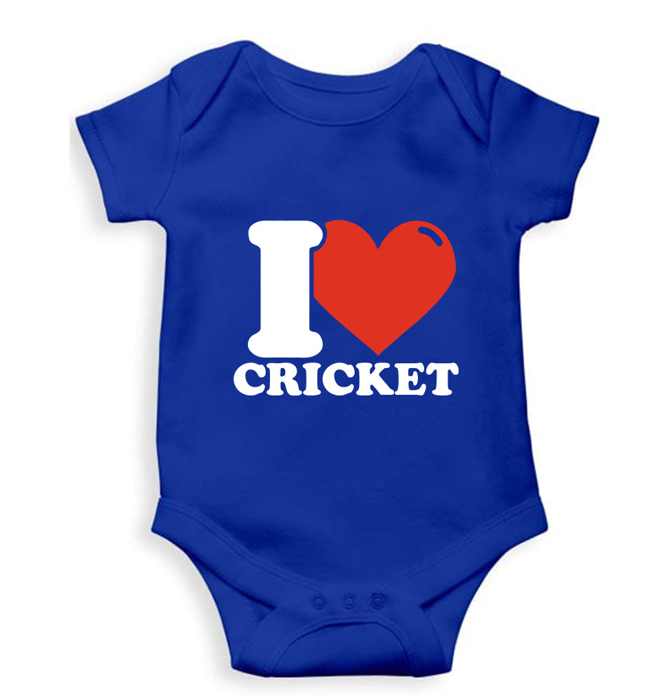 I Love Cricket Kids Romper For Baby Boy/Girl-0-5 Months(18 Inches)-Royal Blue-Ektarfa.online