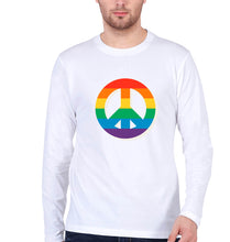 Load image into Gallery viewer, Peace Pride Full Sleeves T-Shirt for Men-S(38 Inches)-White-Ektarfa.online
