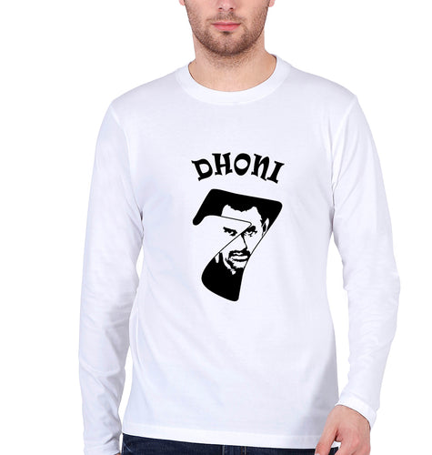 MS Dhoni (MSD) Full Sleeves T-Shirt for Men-White-Ektarfa.online