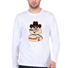 Load image into Gallery viewer, Pig Funny Full Sleeves T-Shirt for Men-S(38 Inches)-White-Ektarfa.online
