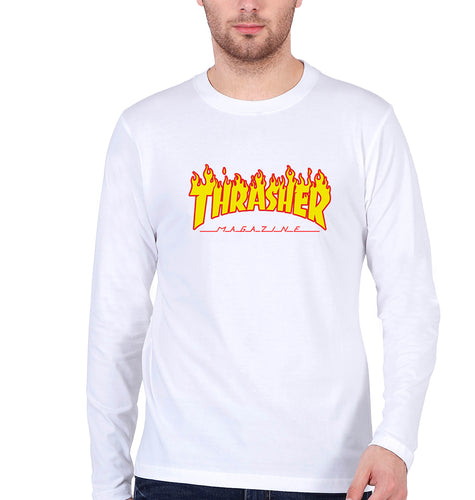 Thrasher Full Sleeves T-Shirt for Men-S(38 Inches)-White-Ektarfa.online