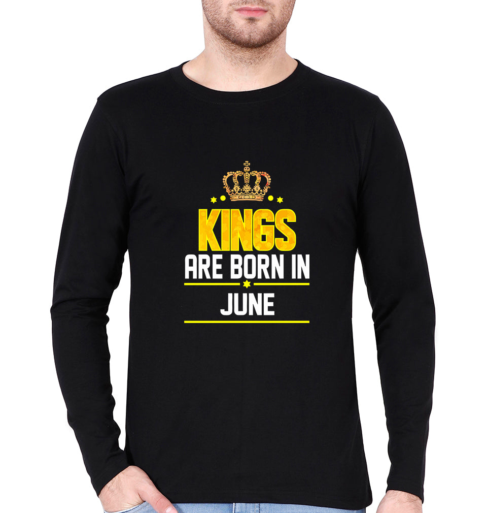 Kings Are Born In June Full Sleeves T-Shirt for Men-Black-Ektarfa.online