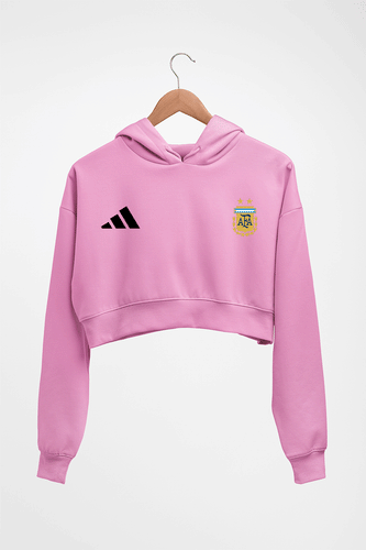 Argentina Football Crop HOODIE FOR WOMEN-Light Baby Pink-Ektarfa.online