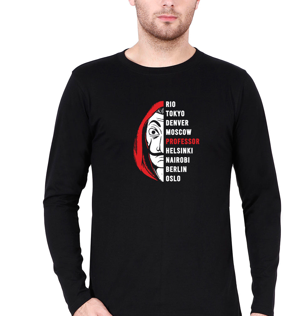 Money Heist Full Sleeves T-Shirt for Men-Black-Ektarfa.online