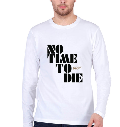 No Time To Die James Bond 007 Full Sleeves T-Shirt for Men-White-Ektarfa.online
