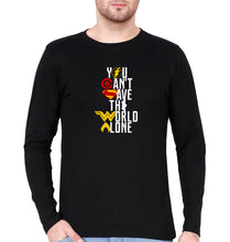 Load image into Gallery viewer, You Can&#39;t Save The World Alone Justice League Full Sleeves T-Shirt for Men-Black-Ektarfa.online
