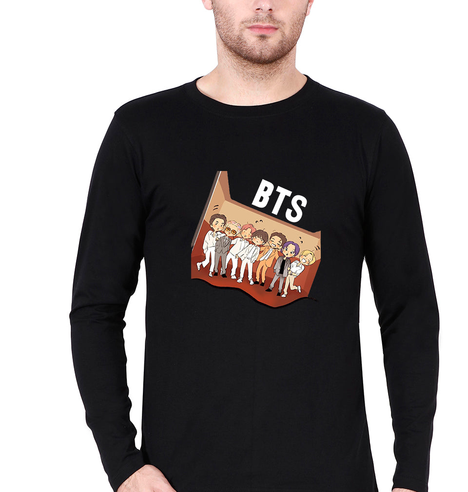 BTS Kpop Full Sleeves T-Shirt for Men-Black-Ektarfa.online