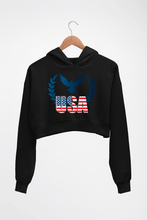 Load image into Gallery viewer, USA America Crop HOODIE FOR WOMEN-Black-Ektarfa.online
