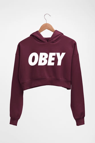 Obey Crop HOODIE FOR WOMEN-Maroon-Ektarfa.online