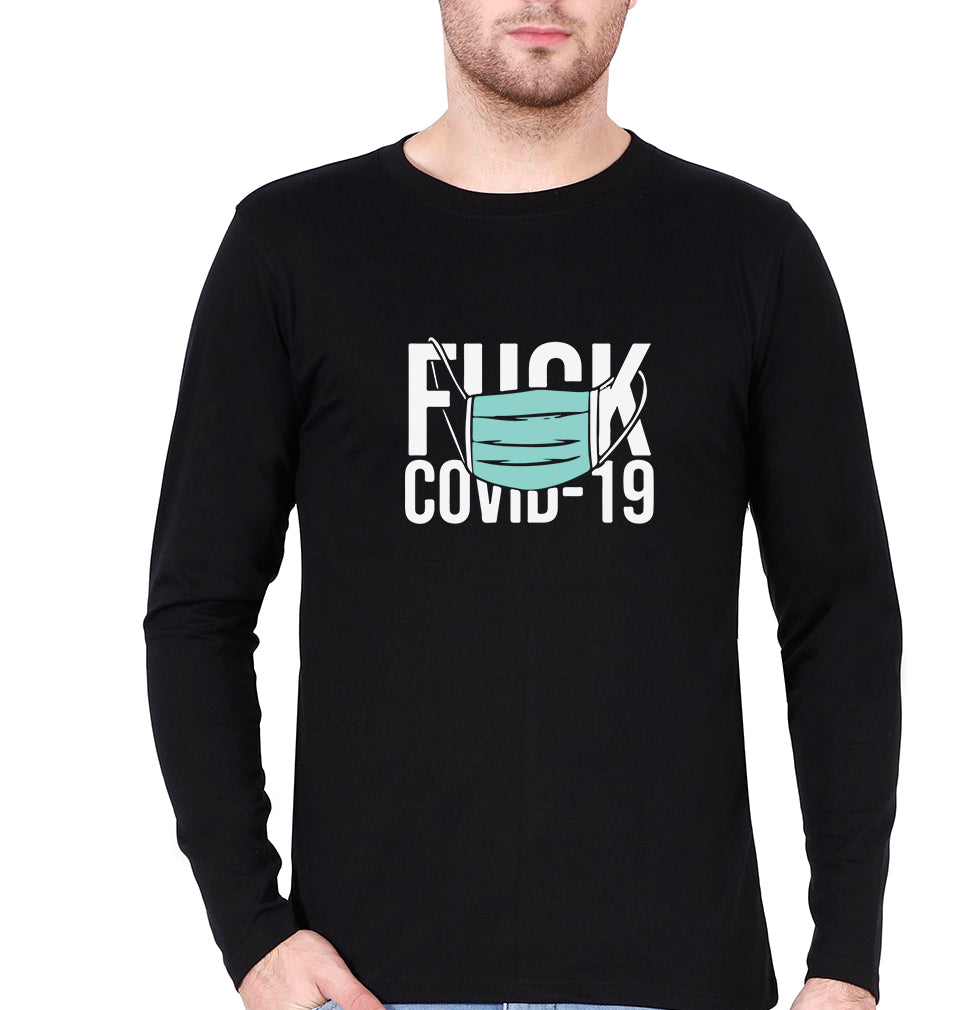 Fuck Covid Full Sleeves T-Shirt for Men-Black-Ektarfa.online
