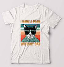 Load image into Gallery viewer, Cat T-Shirt for Men-S(38 Inches)-White-Ektarfa.online
