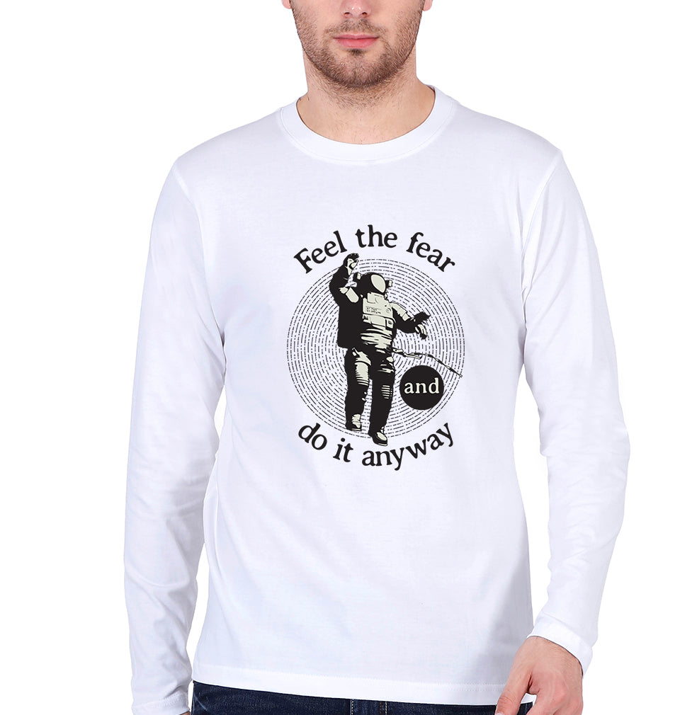 Fear Full Sleeves T-Shirt for Men-S(38 Inches)-White-Ektarfa.online
