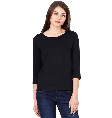 Plain Black Full Sleeves T-Shirt for Women-ektarfa.com