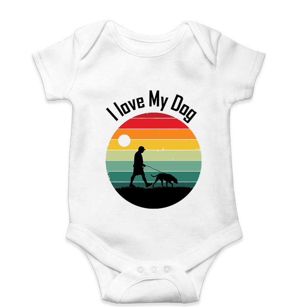 Love Dog Kids Romper For Baby Boy/Girl-0-5 Months(18 Inches)-White-Ektarfa.online