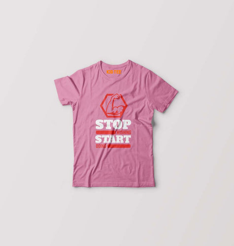 Gym Kids T-Shirt for Boy/Girl-Pink-Ektarfa.online