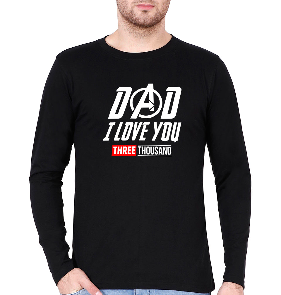 Dad I Love You 3000 Full Sleeves T-Shirt for Men-Black-Ektarfa.online