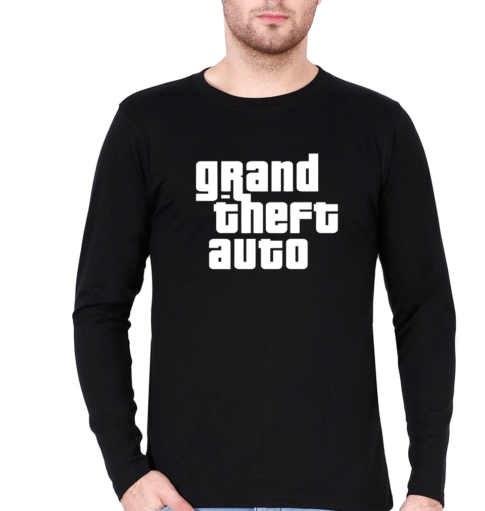 Grand Theft Auto (GTA) Full Sleeves T-Shirt for Men-S(38 Inches)-Black-Ektarfa.online