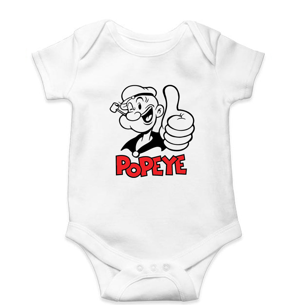 Popeye Kids Romper For Baby Boy/Girl-0-5 Months(18 Inches)-White-Ektarfa.online