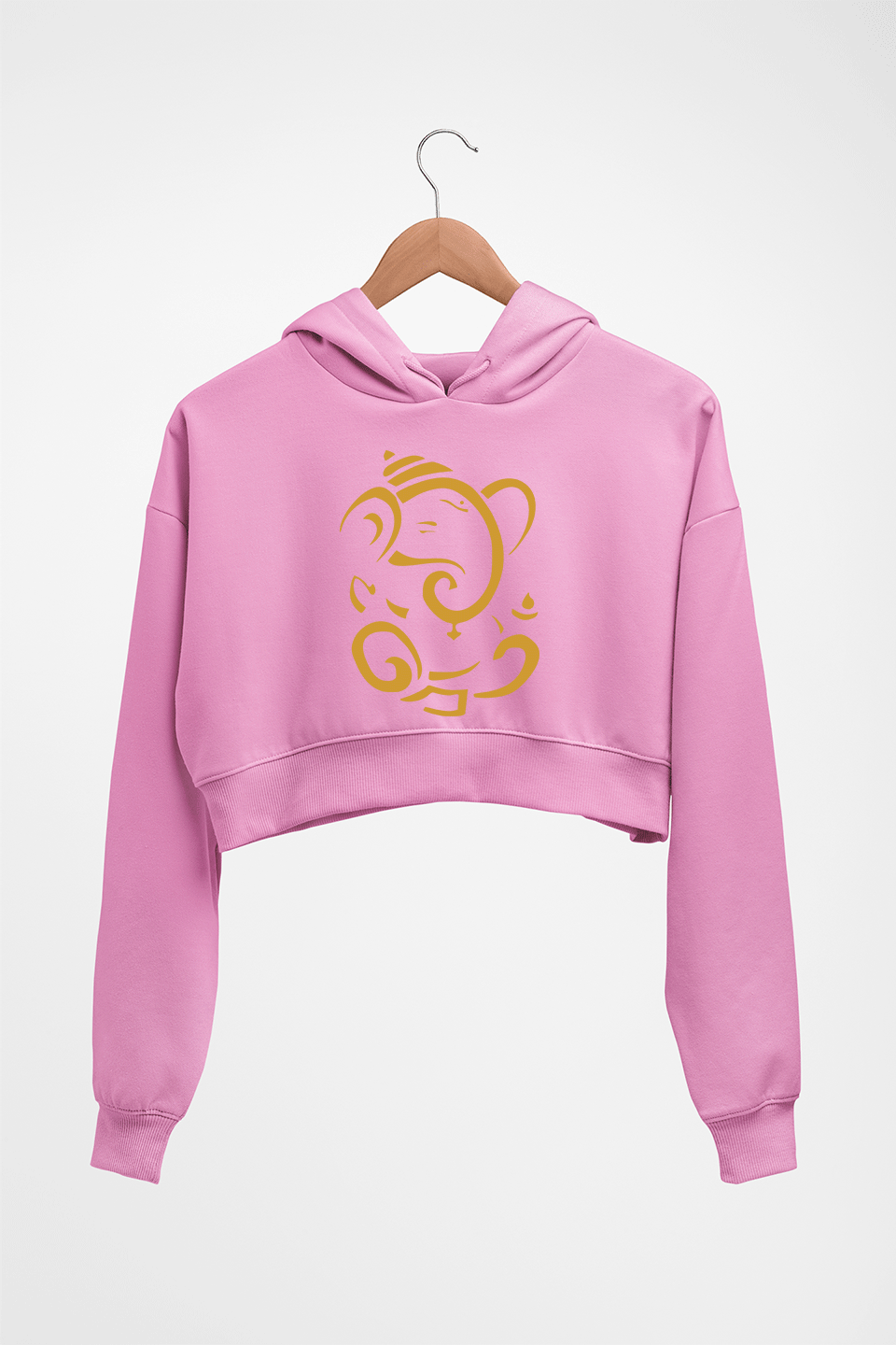 Ganpati JI(Ganesh) Crop HOODIE FOR WOMEN-Light Baby Pink-Ektarfa.online