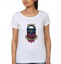 Load image into Gallery viewer, Owl Music T-Shirt for Women-XS(32 Inches)-White-Ektarfa.online
