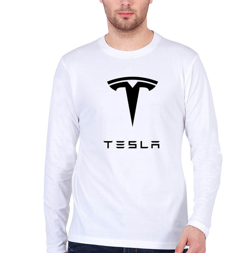 Tesla Full Sleeves T-Shirt for Men-White-Ektarfa.online