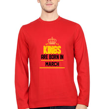 Load image into Gallery viewer, Kings Are Born In March Full Sleeves T-Shirt for Men-Red-Ektarfa.online
