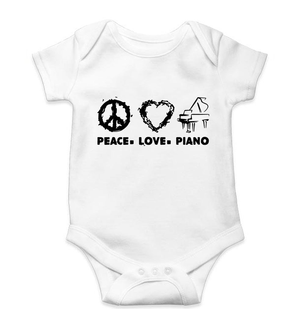 Peace Love Piano Kids Romper For Baby Boy/Girl-White-Ektarfa.online