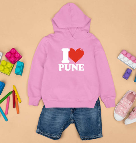 I Love Pune Kids Hoodie for Boy/Girl-Light Baby Pink-Ektarfa.online