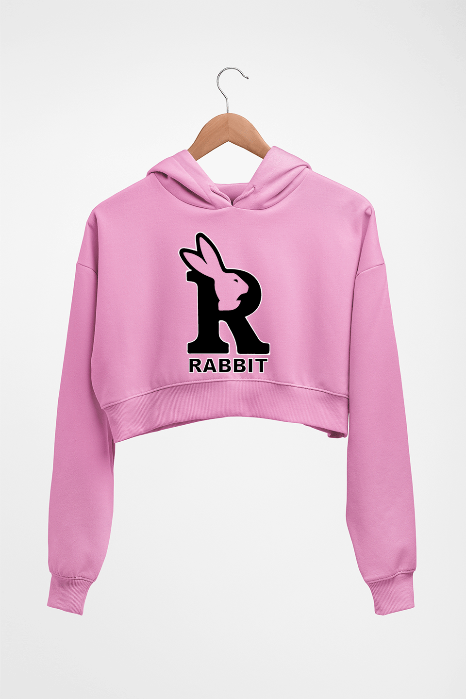 Rabbit Bunny Crop HOODIE FOR WOMEN-Light Baby Pink-Ektarfa.online