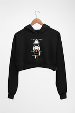 Load image into Gallery viewer, Royal Enfield - Bullet With Number Crop HOODIE FOR WOMEN-Black-Ektarfa.online
