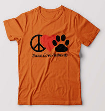 Load image into Gallery viewer, Peace Love Animals T-Shirt for Men-Orange-Ektarfa.online
