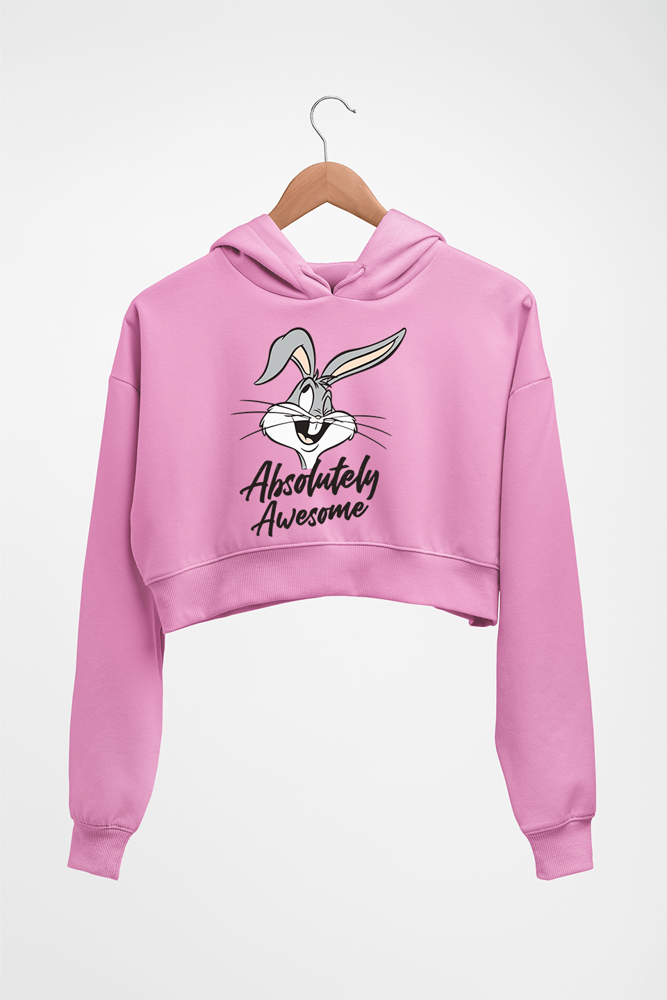 Rabbit Bunny Crop HOODIE FOR WOMEN-Light Baby Pink-Ektarfa.online