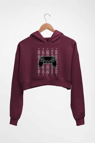 Geek Gamer Crop HOODIE FOR WOMEN-Maroon-Ektarfa.online
