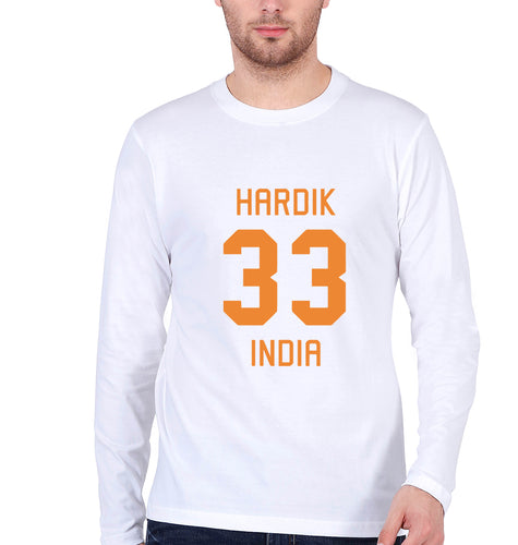 Hardik Pandya Full Sleeves T-Shirt for Men-White-Ektarfa.online