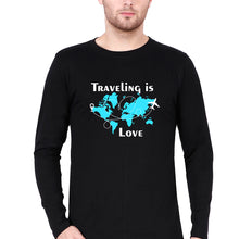 Load image into Gallery viewer, Traveling is Love Full Sleeves T-Shirt for Men-Black-Ektarfa.online
