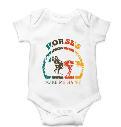 Horses Kids Romper For Baby Boy/Girl-0-5 Months(18 Inches)-White-Ektarfa.online