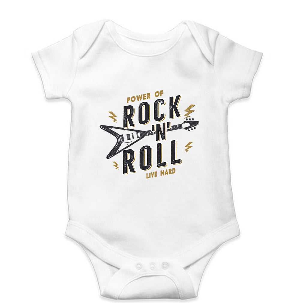 Rock N Roll Kids Romper For Baby Boy/Girl-0-5 Months(18 Inches)-White-Ektarfa.online