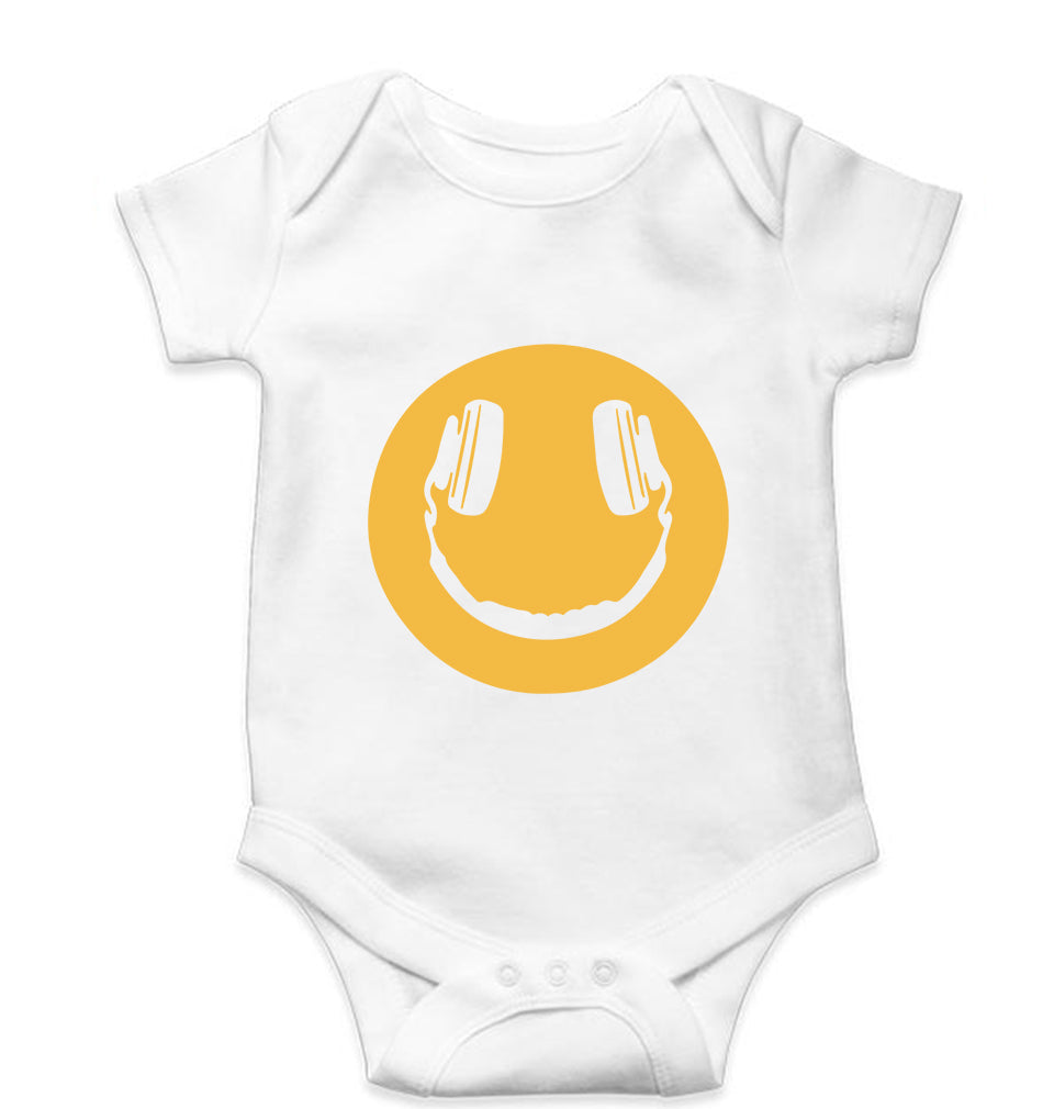 Emoji Headphone Music Kids Romper For Baby Boy/Girl-0-5 Months(18 Inches)-White-Ektarfa.online