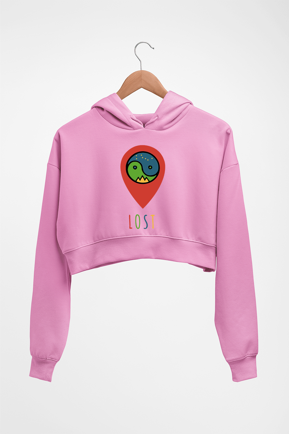 Travel Lost Crop HOODIE FOR WOMEN-Light Baby Pink-Ektarfa.online